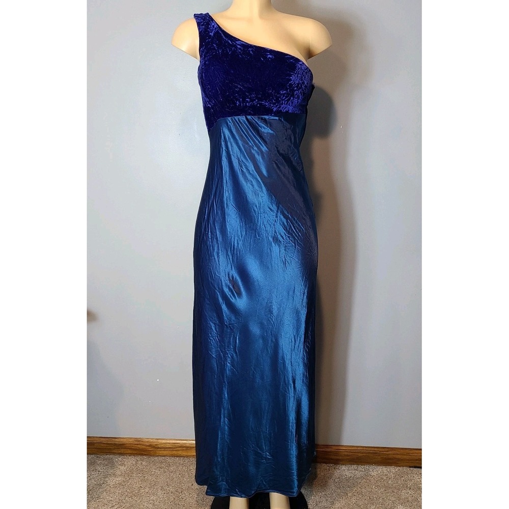 Zum Zum Vintage Homecoming Dress Size XS 90s Blue Velvet Satin Whimsigoth